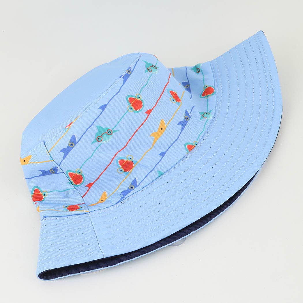 KIDS Happy Shark Bucket Hat: Blue