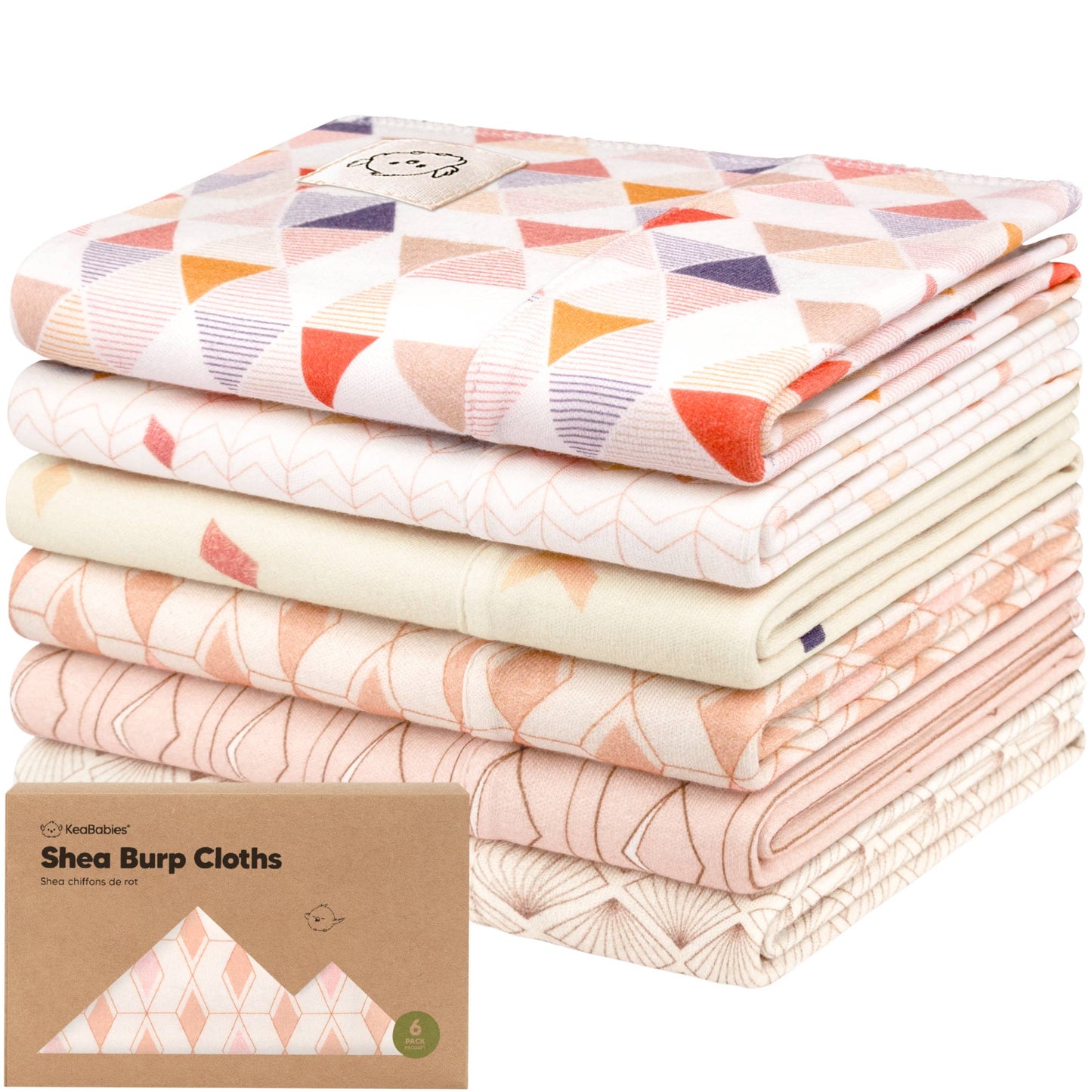 KeaBabies 6-Pack Shea Burp Cloths: Prism
