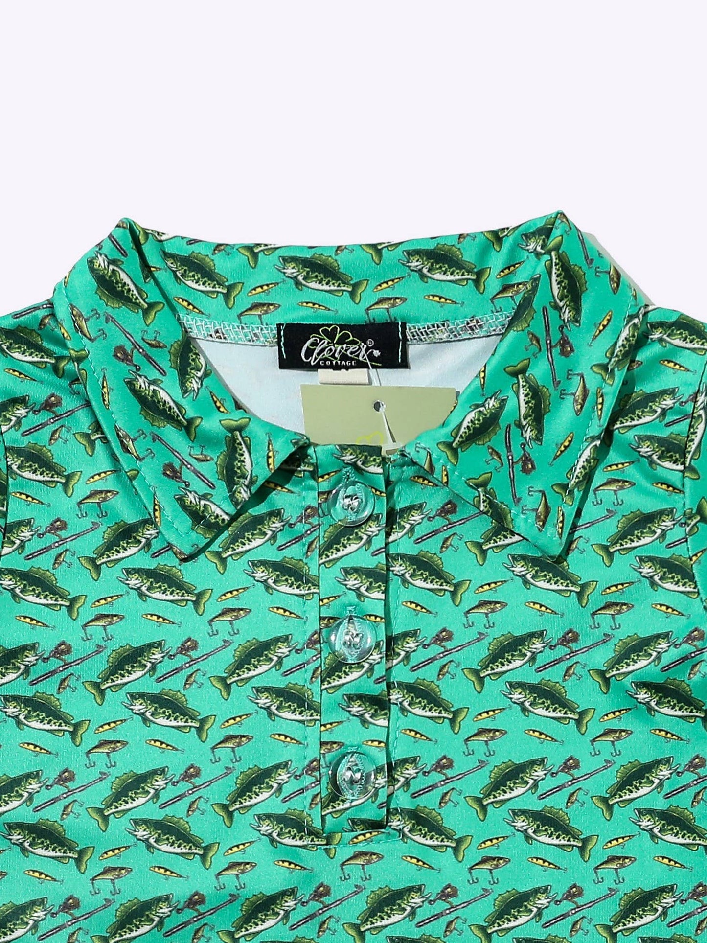 Reelin' in Green Boy Collar Shirt